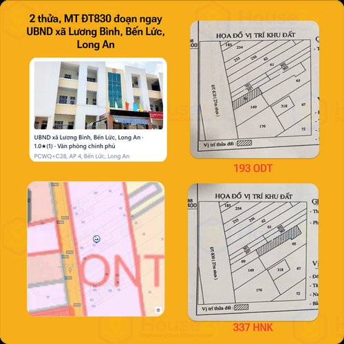 Hình ảnh Chính chủ bán đất mặt tiền DT830 gần UBND xã Lương Bình H. Bến Lức, Long An